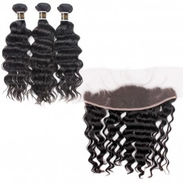 Uglam 13x4 Lace Front Closure With Bundles Malaysian Nature Wave Sexy Formula