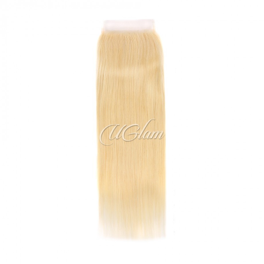 5x5 HD #613 Blonde Color Lace Closure Blonde Straight Human Hair