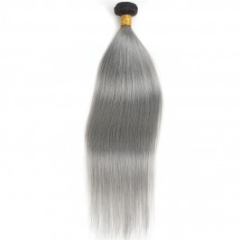 Virgin Straight Ombre Black Root Sliver Grey Human Hair Bundles 