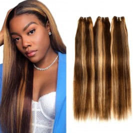 Uglam 3/4pcs  Piano Color #4/27 Bundles Straight Virgin Human Hair