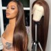Human Hair 13x4 Transparent Lace Front Wigs #2 Brown Color Straight Hair