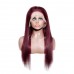 Human Hair 13x4 Transparent Lace Front  99j Color Straight Wigs