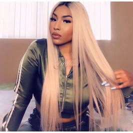 Uglam Lace Front Wigs 1B/613 Blonde Color Straight 150% Density