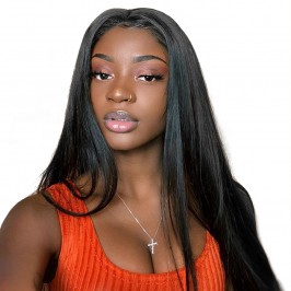 4X4 Medium Brown Lace Closure Wigs Straight 180% Density