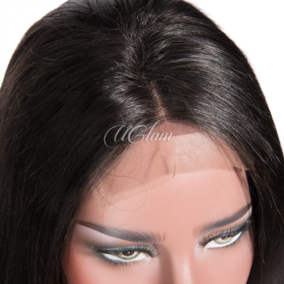 4X4 Medium Brown Lace Closure Wigs Straight 180% Density