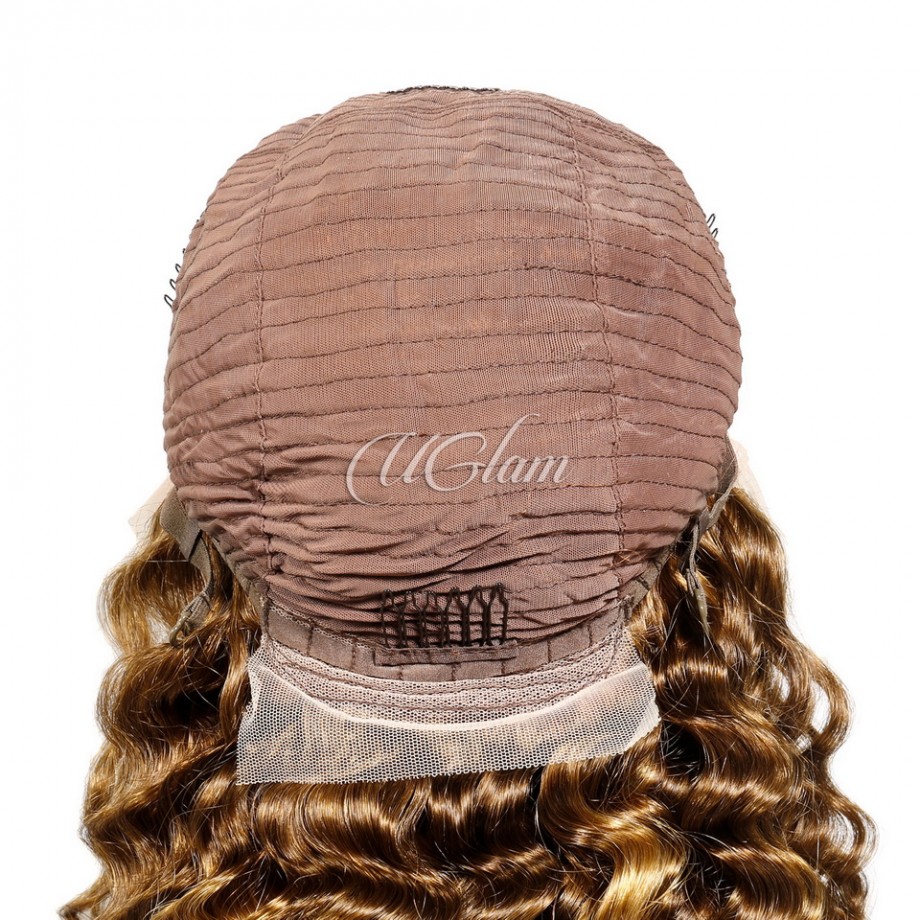 Virgin 13X4 Lace Front Piano Highlight #4/27 Color Deep Wave Human Hair Wig 