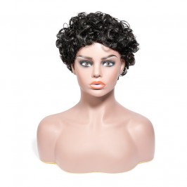 Uglam Pixie Cut Human Hair Machine Made Wig Afro Kinky Curl