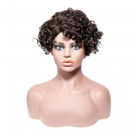 Uglam Pixie Cut Human Hair Machine Made Wig Jerry Curl