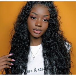 Virgin 4X4 Medium Lace Closure Deep Wave Human Hair Wig 180% Density