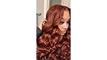 Uglam #33 Reddish Brown 13x4 Transparent Lace Front Human Hair Wig