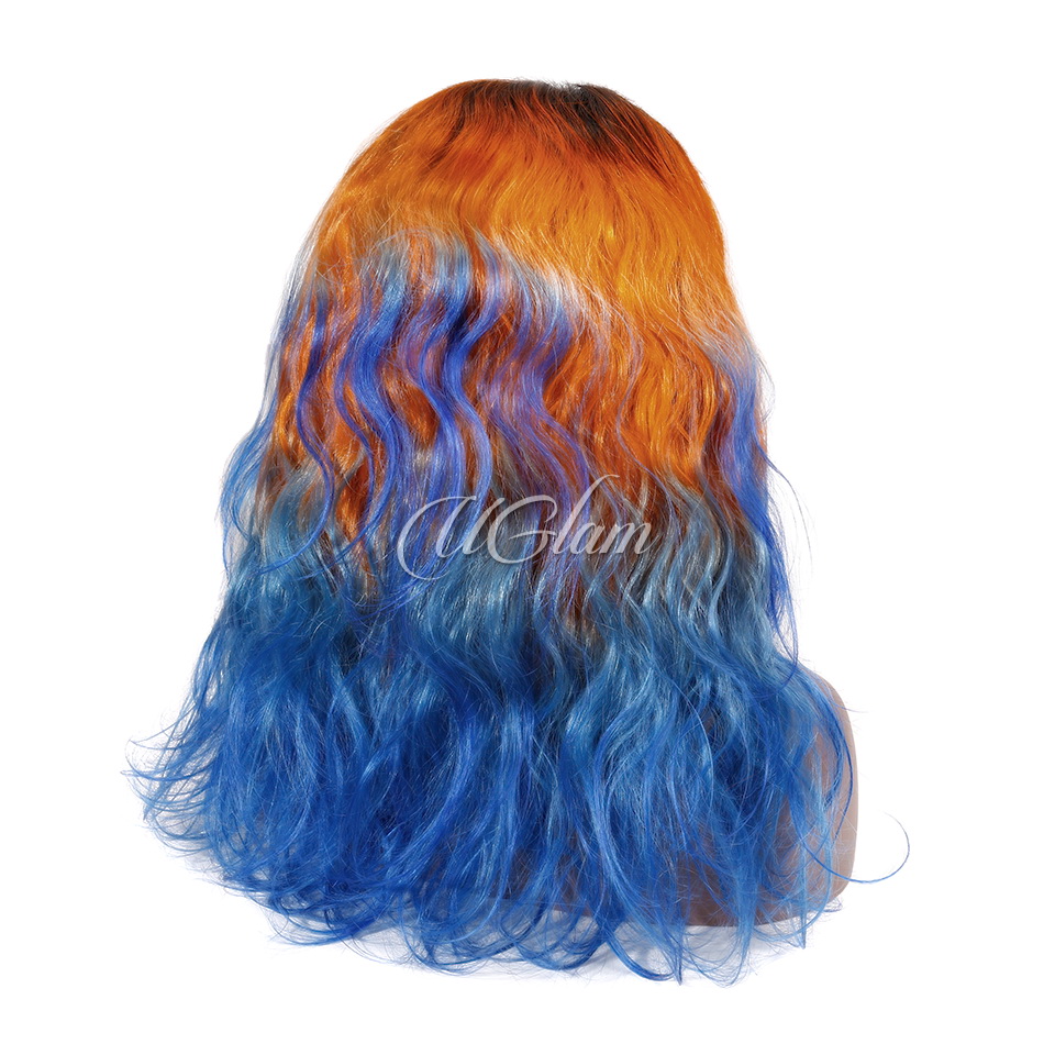 orange and blue wig